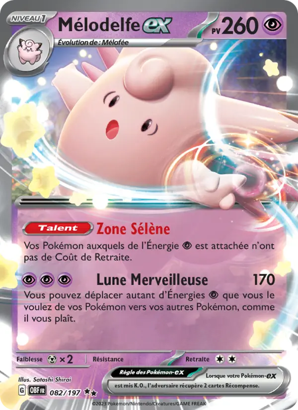 082/197 - Mélodelfe EX — Carte Pokémon Flammes Obsidiennes 082/197