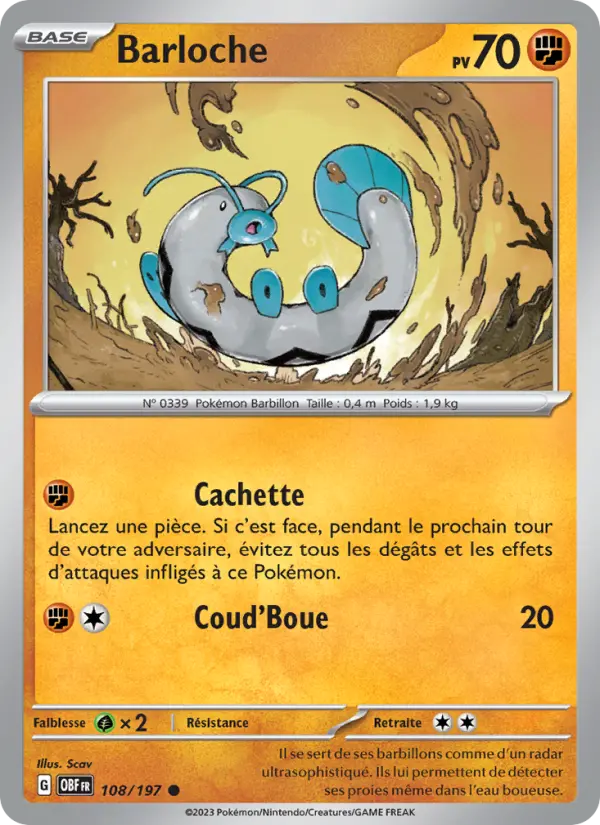108/197 - Barloche — Carte Pokémon Flammes Obsidiennes 108/197