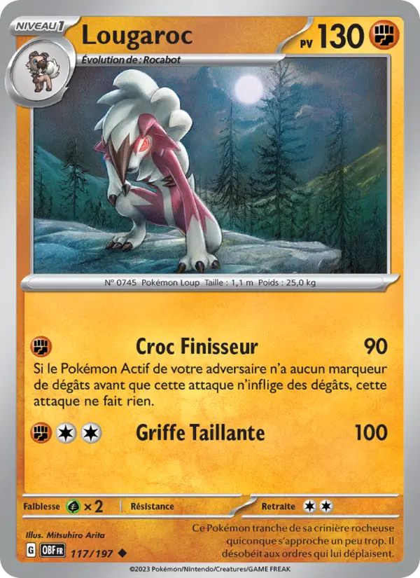117/197 - Lougaroc — Carte Pokémon Flammes Obsidiennes 117/197