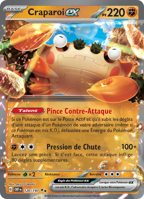 Craparoi-ex — Carte Pokémon 120 Flammes Obsidiennes