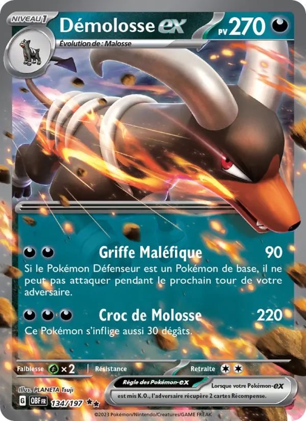 134/197 - Démolosse EX — Carte Pokémon Flammes Obsidiennes 134/197
