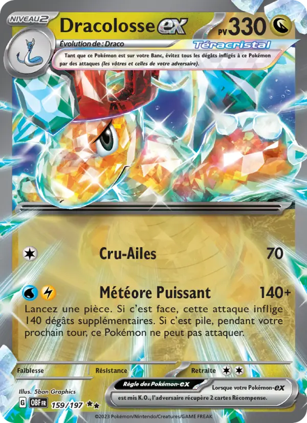 Dracolosse-ex — Carte Pokémon 159 Flammes Obsidiennes