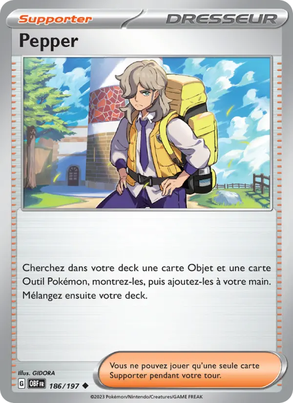 186/197 - Pepper — Carte Pokémon Flammes Obsidiennes 186/197