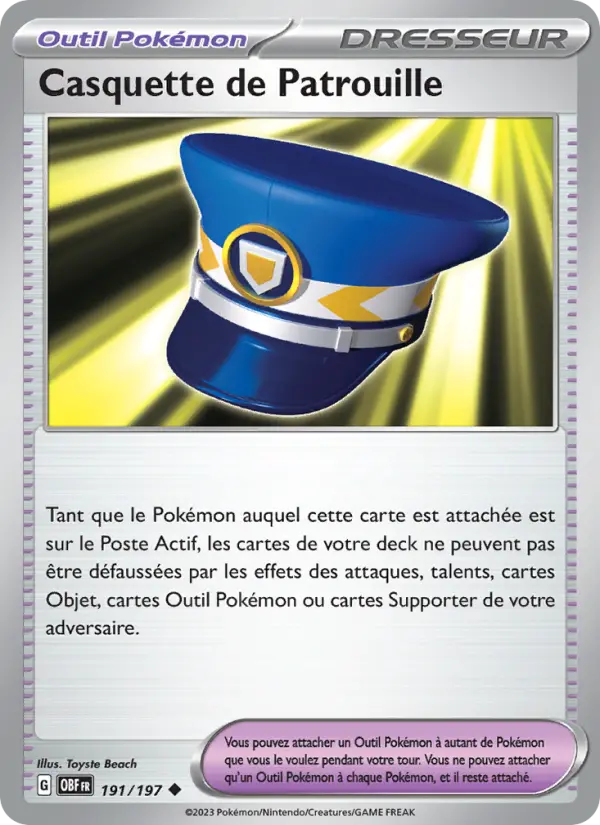 191/197 - Casquette de Patrouille — Carte Pokémon Flammes Obsidiennes 191/197