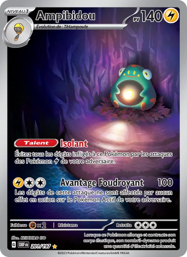 Ampibidou — Carte Pokémon 201 Flammes Obsidiennes