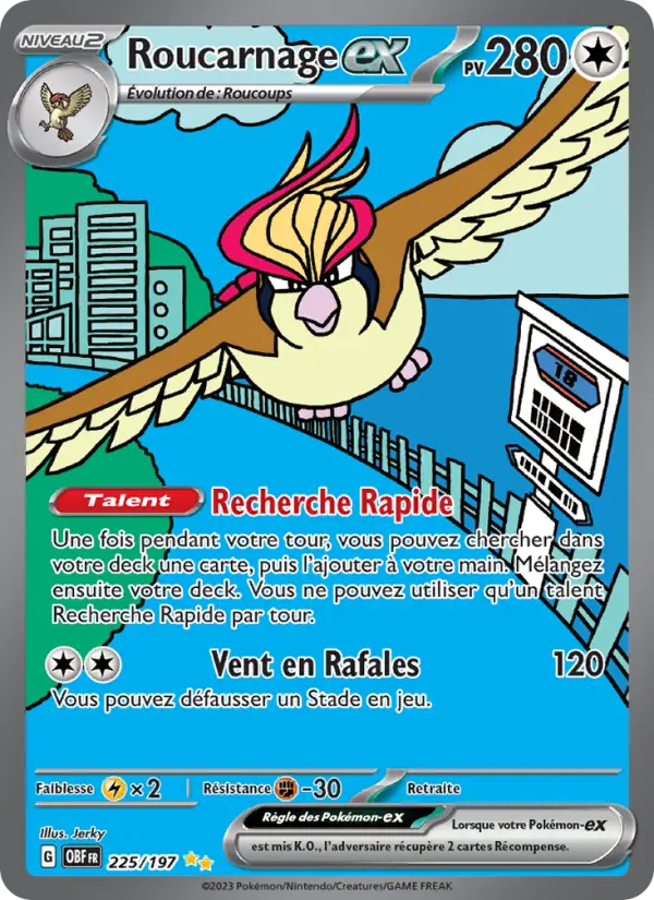 225/197 - Roucarnage EX — Carte Pokémon Flammes Obsidiennes 225/197