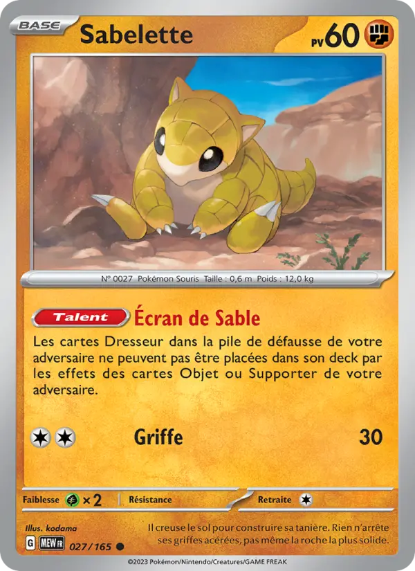 Sabelette — Carte Pokémon 027 151