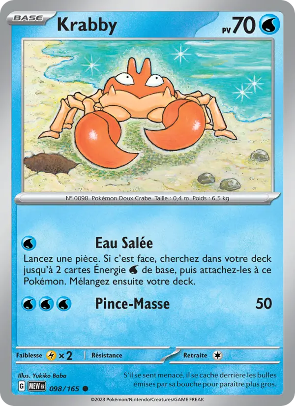 098/165 - Krabby — Carte Pokémon 151 098/165
