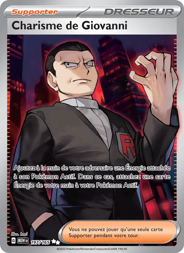 197/165 - Charisme de Giovanni — Carte Pokémon 151 197/165