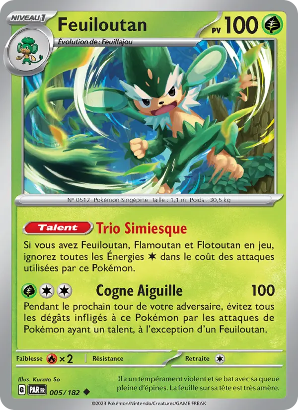 005/182 - Feuiloutan — Carte Pokémon Faille Paradoxe 005/182
