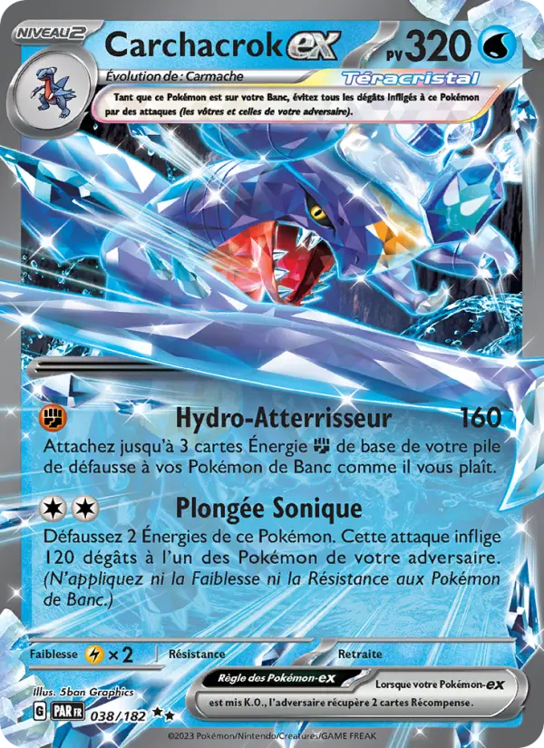 038/182 - Carchacrok EX — Carte Pokémon Faille Paradoxe 038/182
