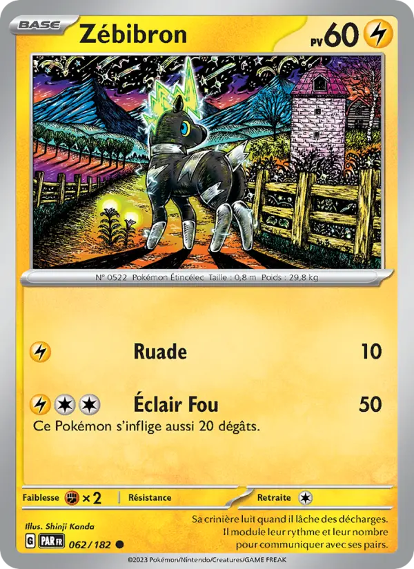 062/182 - Zébibron — Carte Pokémon Faille Paradoxe 062/182