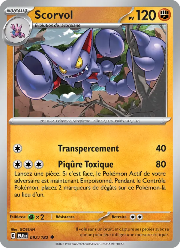 Scorvol — Carte Pokémon 092 Faille Paradoxe