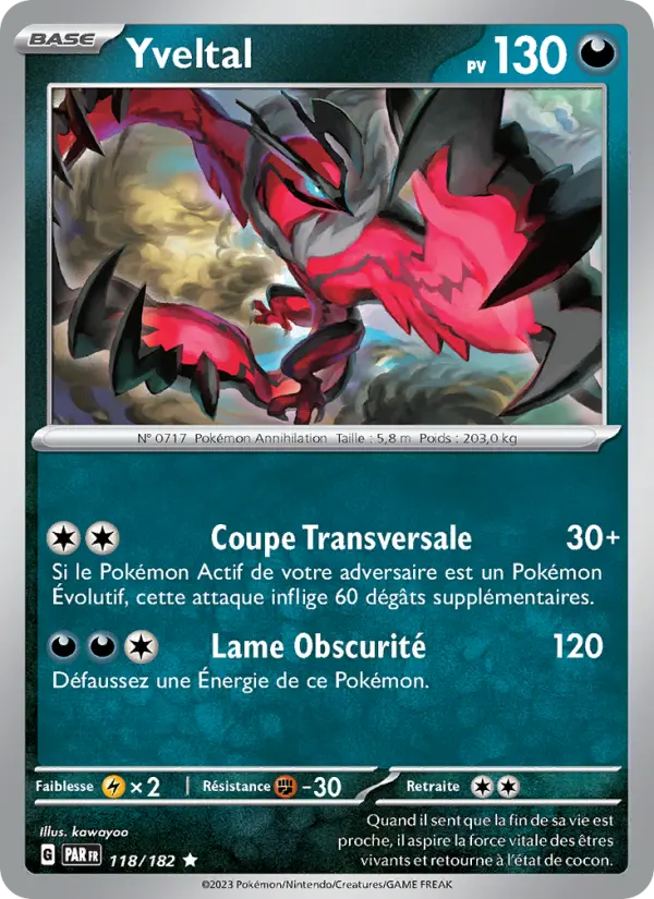 118/182 - Yveltal — Carte Pokémon Faille Paradoxe 118/182