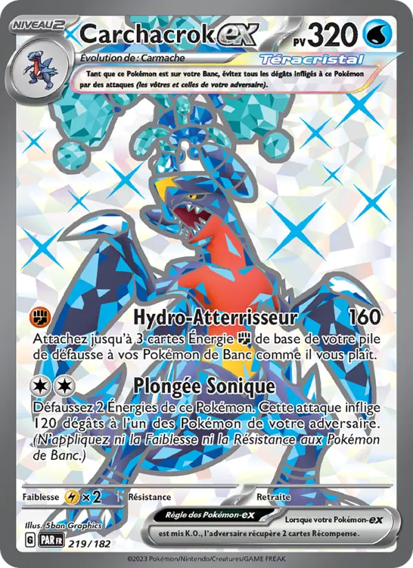 219/182 - Carchacrok EX — Carte Pokémon Faille Paradoxe 219/182