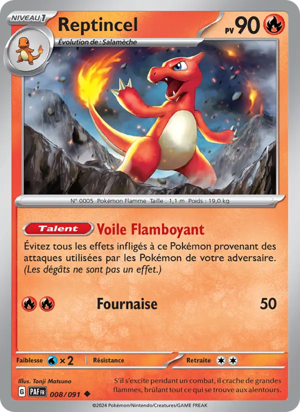 Reptincel — Carte Pokémon 008 Destinées de Paldea