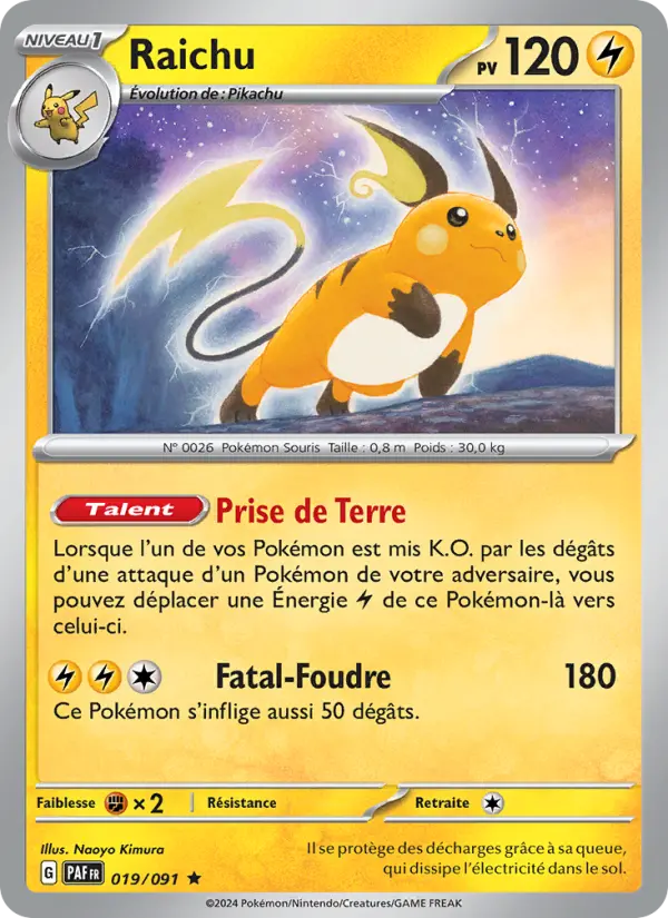 Raichu — Carte Pokémon 019 Destinées de Paldea