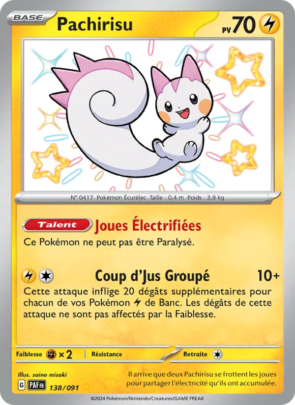 138/091 - Pachirisu — Carte Pokémon Destinées de Paldea 138/91