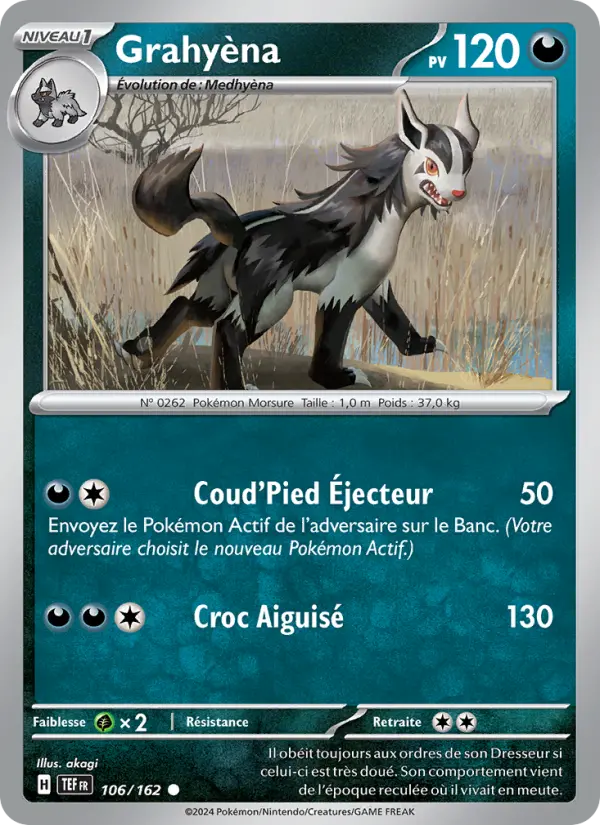 106/162 - Grahyèna — Carte Pokémon Forces Temporelles 106/162