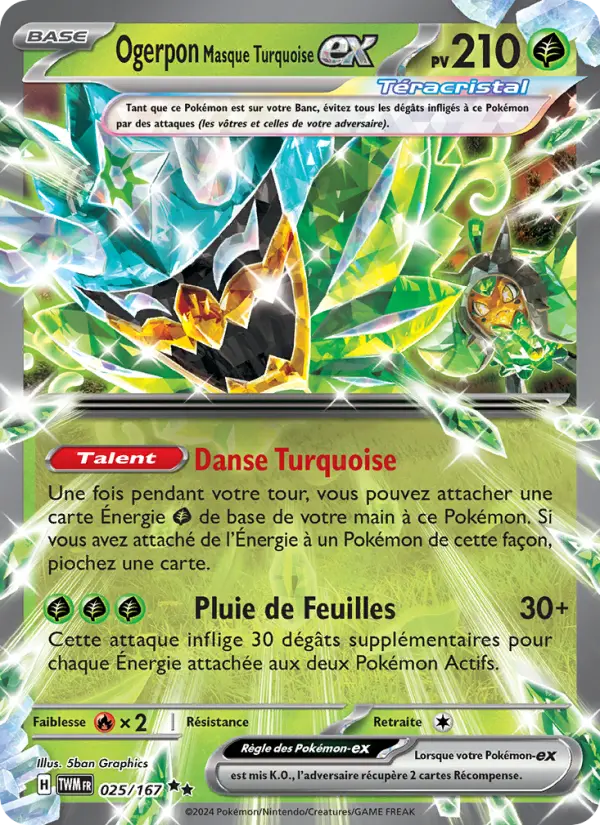 Ogerpon Masque Turquoise-ex — Carte Pokémon 025 Mascarade Crépusculaire