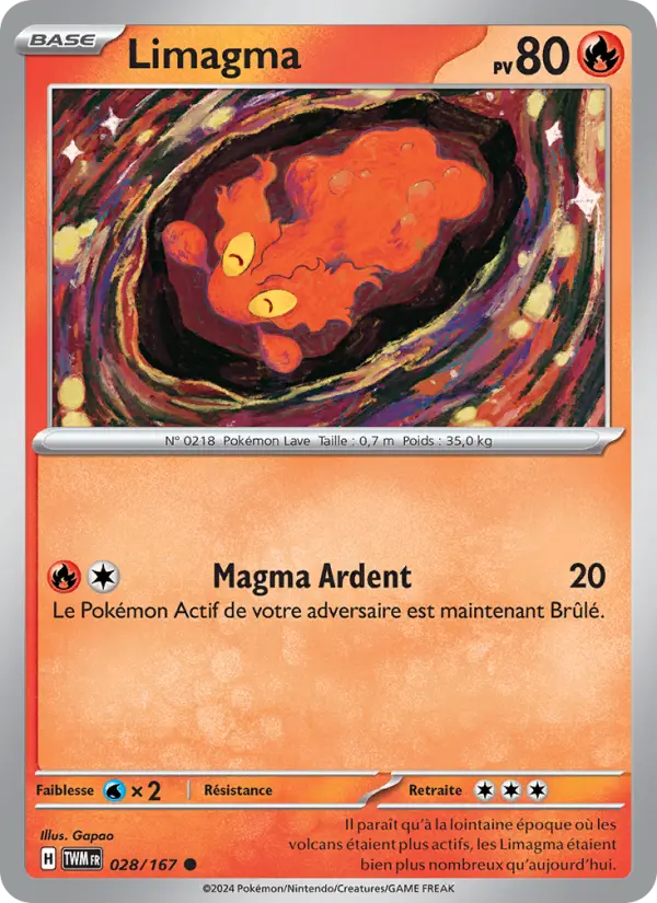028/167 - Limagma — Carte Pokémon Mascarade Crépusculaire 028/167