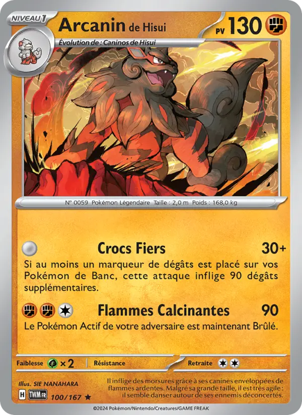 100/167 - Arcanin de Hisui — Carte Pokémon Mascarade Crépusculaire 100/167