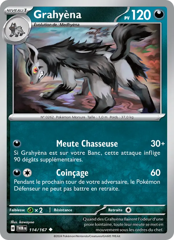 114/167 - Grahyèna — Carte Pokémon Mascarade Crépusculaire 114/167