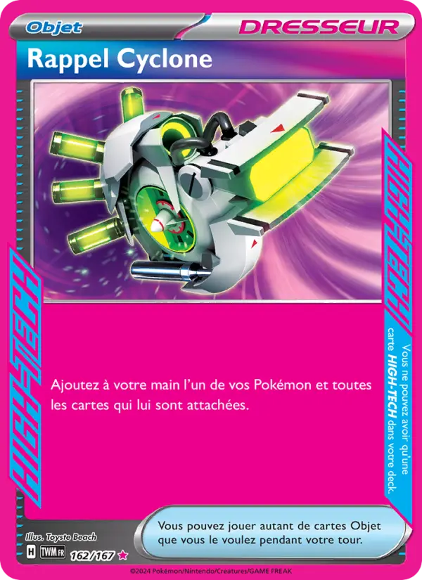 162/167 - Rappel Cyclone — Carte Pokémon Mascarade Crépusculaire 162/167