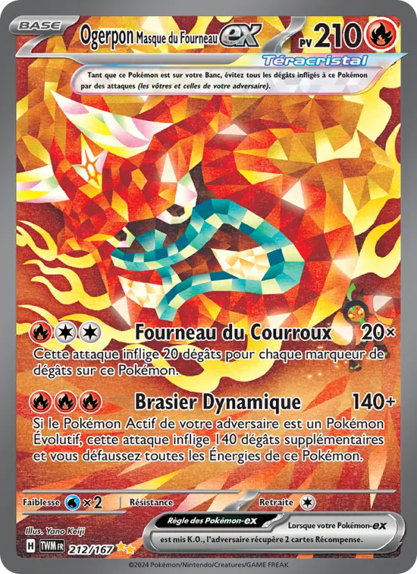 212/167 - Ogerpon Masque du Fourneau EX — Carte Pokémon Mascarade Crépusculaire 212/167