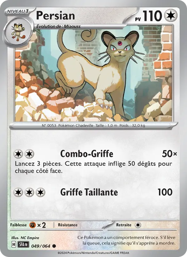 049/064 - Persian — Carte Pokémon Fable Nébuleuse 049/64
