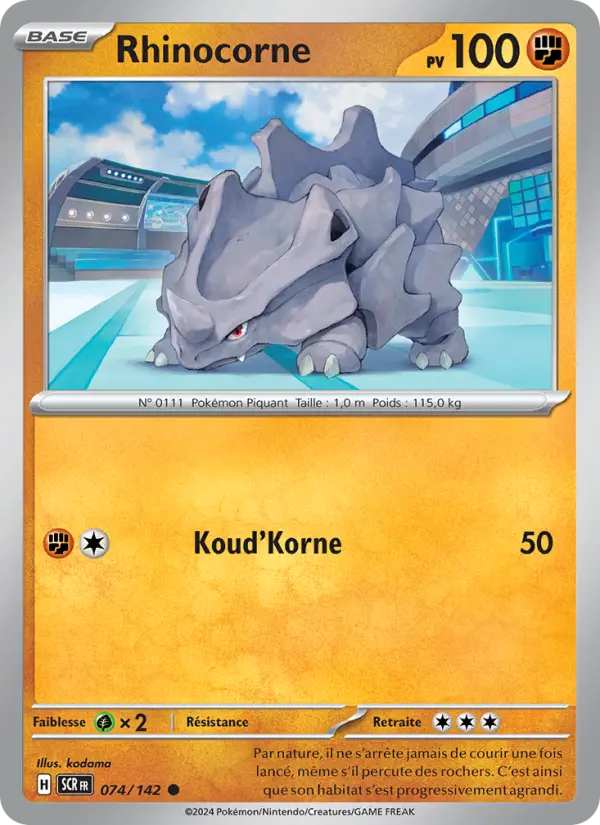 074/142 - Rhinocorne — Carte Pokémon Couronne Stellaire 074/142