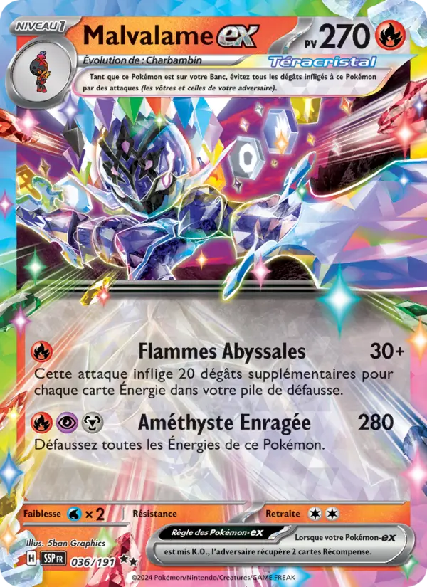 Malvalame-ex — Carte Pokémon 036 Étincelles Déferlantes