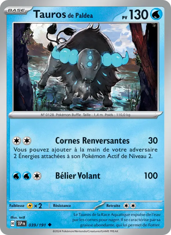 039/191 - Tauros de Paldea — Carte Pokémon Étincelles Déferlantes 039/191