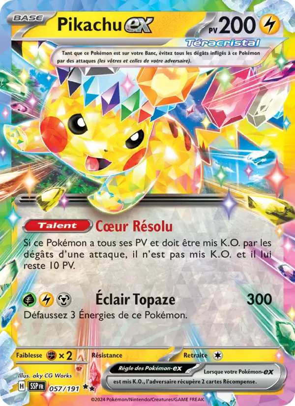 Pikachu-ex — Carte Pokémon 057 Étincelles Déferlantes