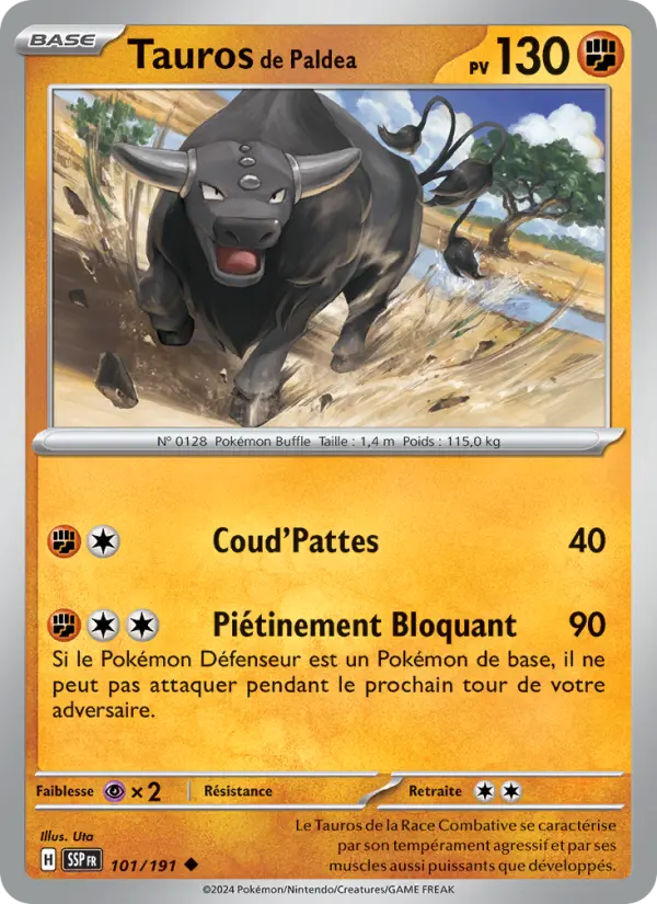 Tauros de Paldea — Carte Pokémon 101 Étincelles Déferlantes