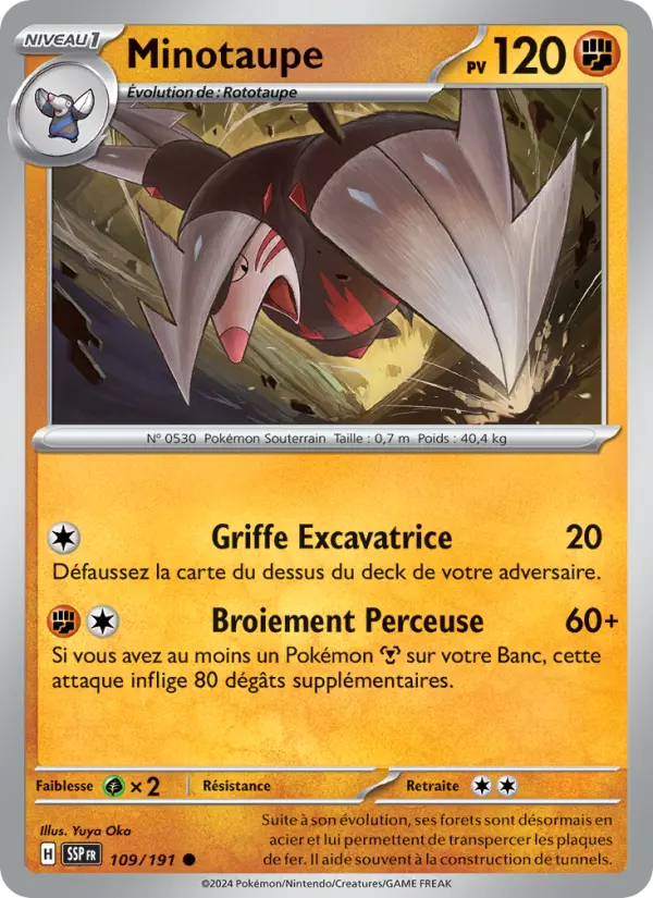 Minotaupe — Carte Pokémon 109 Étincelles Déferlantes