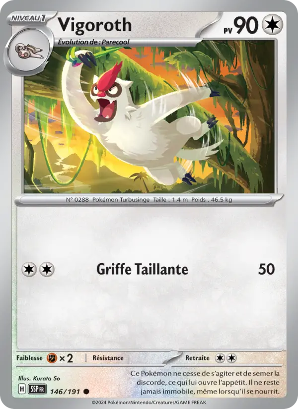 146/191 - Vigoroth — Carte Pokémon Étincelles Déferlantes 146/191