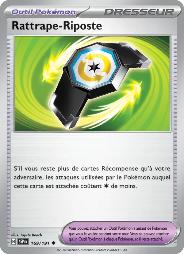 169/191 - Rattrape-Riposte — Carte Pokémon Étincelles Déferlantes 169/191