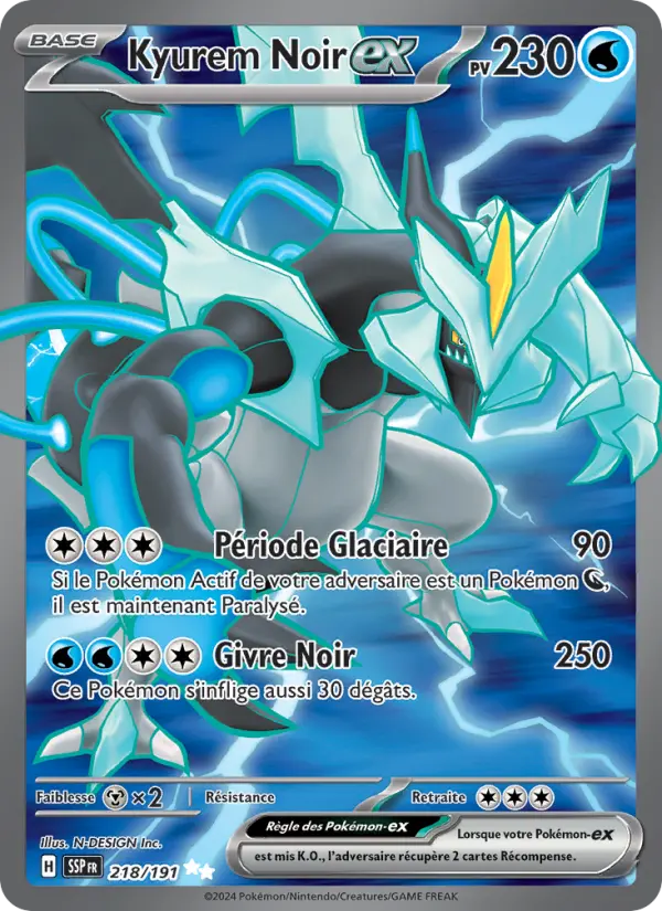 Kyurem Noir-ex — Carte Pokémon 218 Étincelles Déferlantes