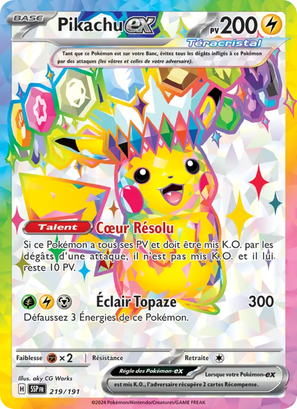 219/191 - Pikachu EX — Carte Pokémon Étincelles Déferlantes 219/191