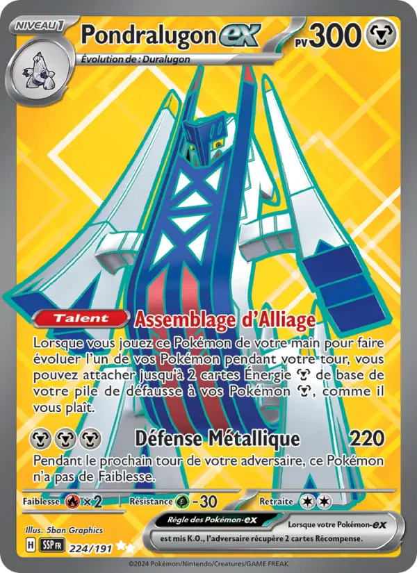 Pondralugon-ex — Carte Pokémon 224 Étincelles Déferlantes