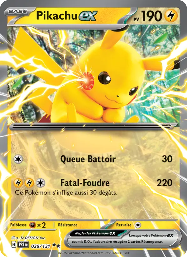 028/131 - Pikachu EX — Carte Pokémon Évolutions Prismatiques 028/131