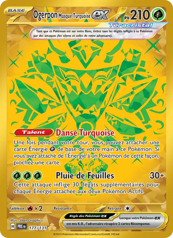 Ogerpon Masque Turquoise-ex — Carte Pokémon 177 Évolutions Prismatiques