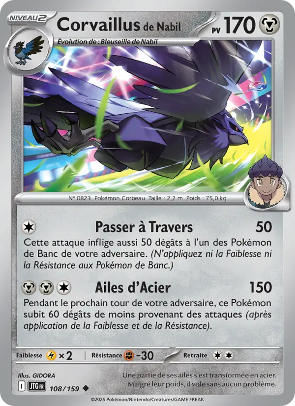 Corvaillus de Nabil — Carte Pokémon 108 Aventures Ensemble