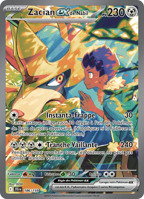Zacian-ex de Nabil — Carte Pokémon 186 Aventures Ensemble