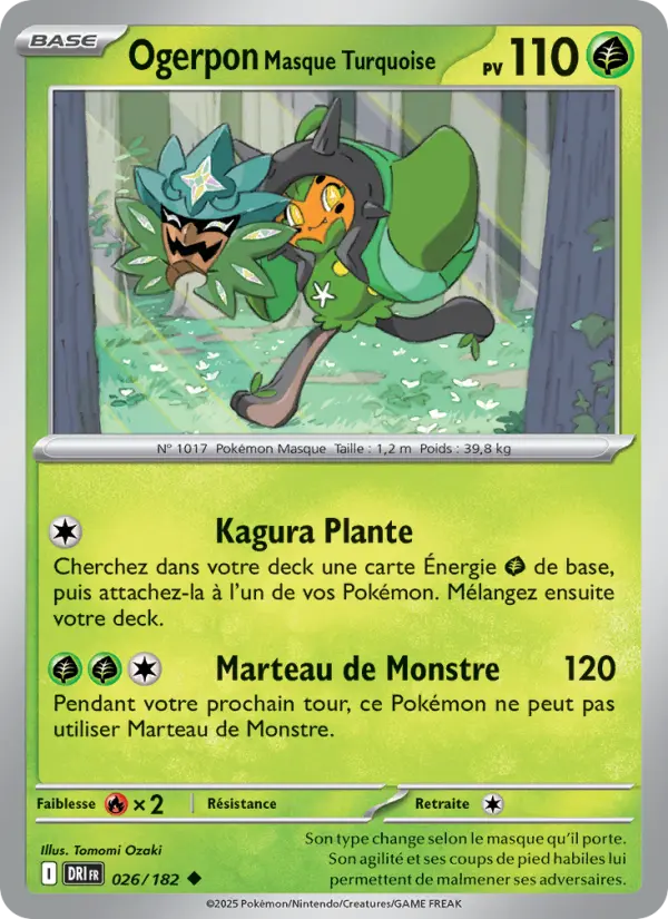 026/182 - Ogerpon Masque Turquoise — Carte Pokémon Rivalités Destinées 026/182