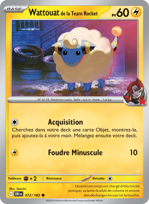 072/182 - Wattouat de la Team Rocket — Carte Pokémon Rivalités Destinées 072/182