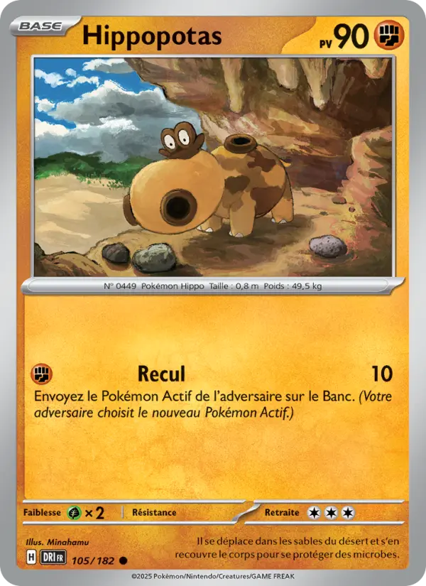 105/182 - Hippopotas — Carte Pokémon Rivalités Destinées 105/182