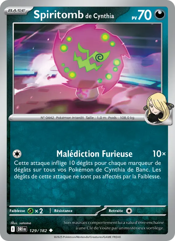 129/182 - Spiritomb de Cynthia — Carte Pokémon Rivalités Destinées 129/182
