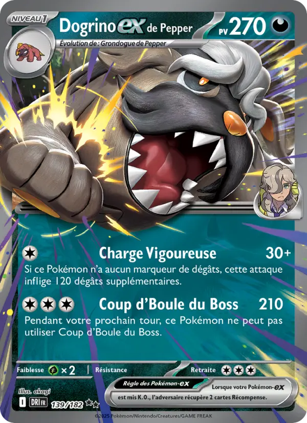 Dogrino-ex de Pepper — Carte Pokémon 139 Rivalités Destinées
